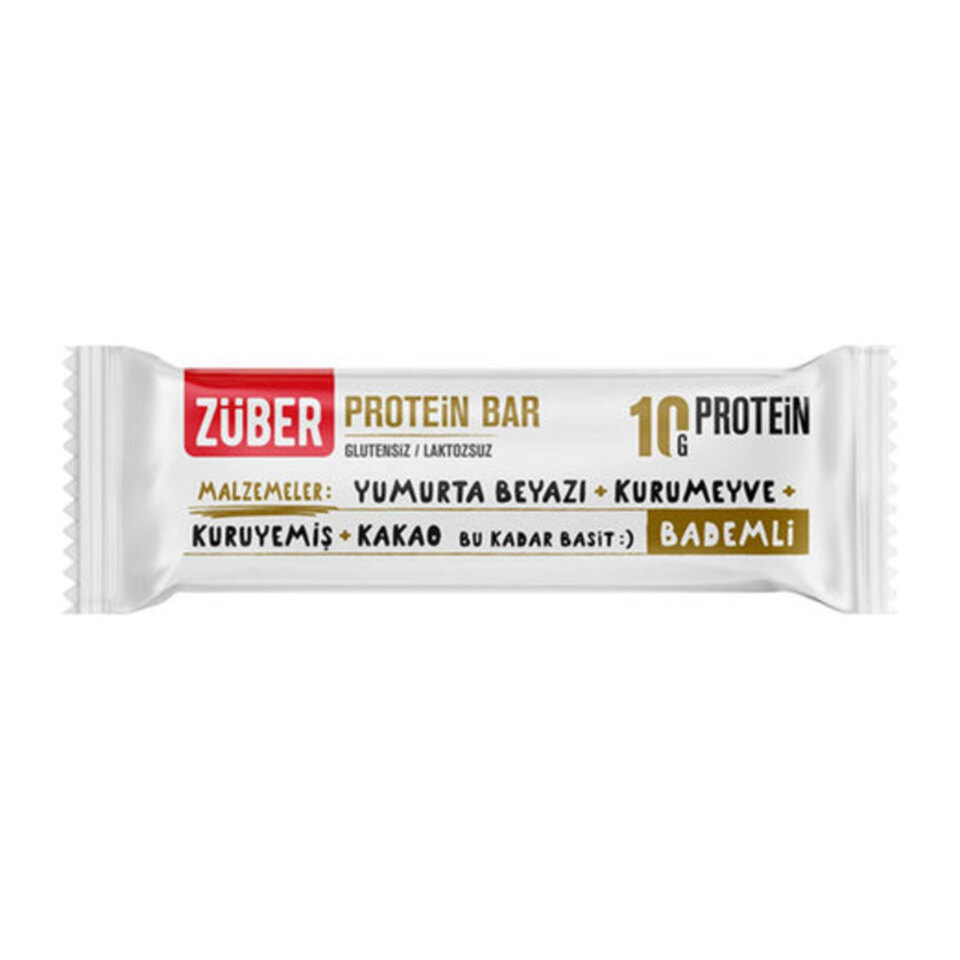 ZÜBER GLUTENSIZ PROTEIN BAR 40GR- BADEMLİ